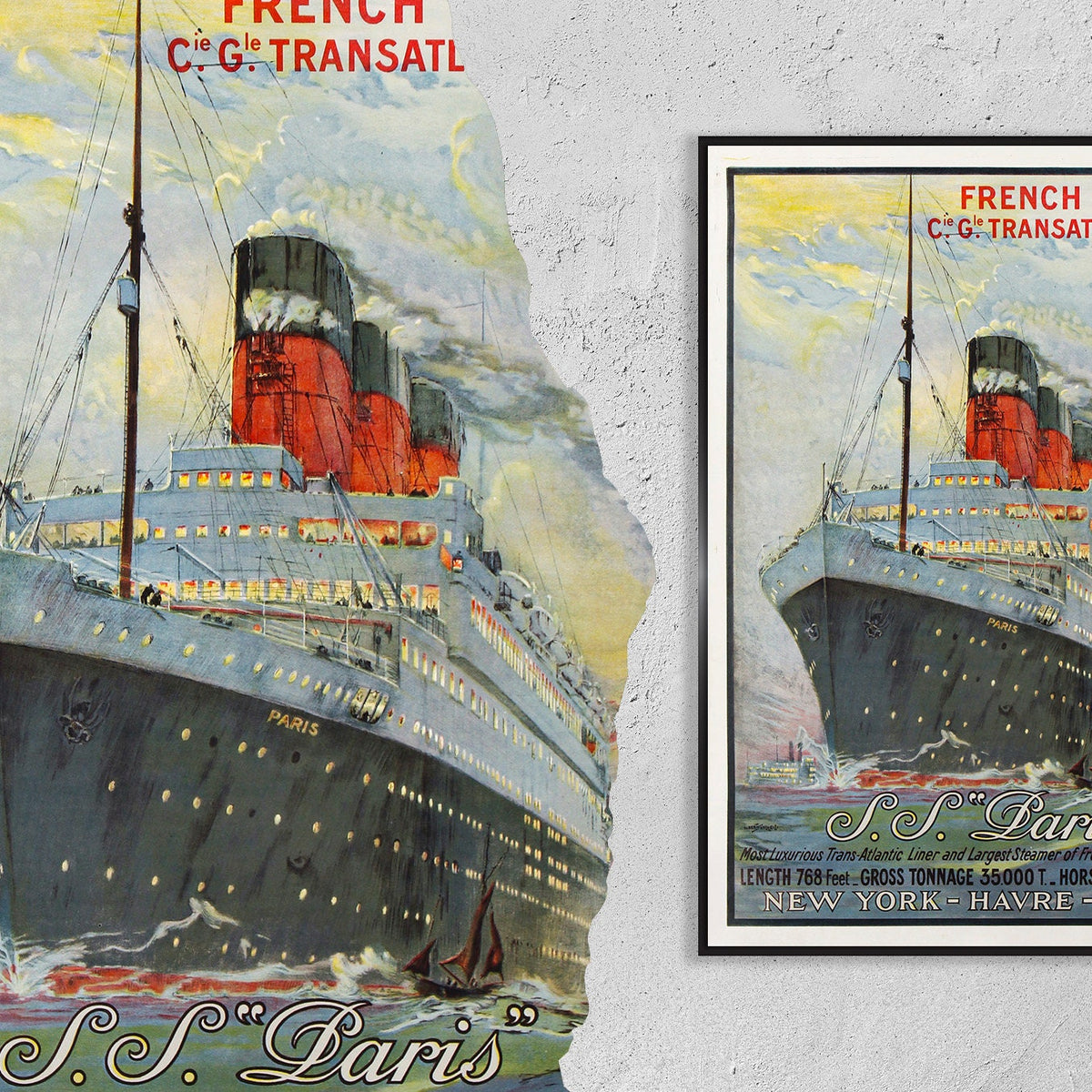 French Line Transatlantique · Paris · Trans-Atlantic Liner · New-York · Havre
