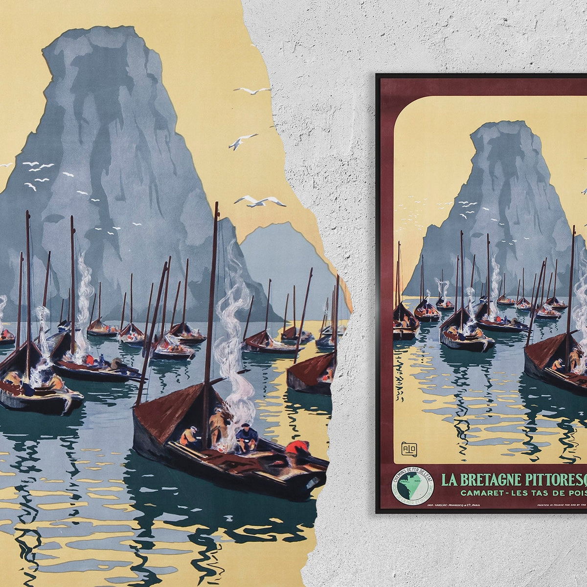 Hochauflösender Druck – A4, A3... 20x30 Zoll... La Bretagne Pittoresque, Camaret – Les Tas De Pois, Chemins De Fer, Reisebootposter