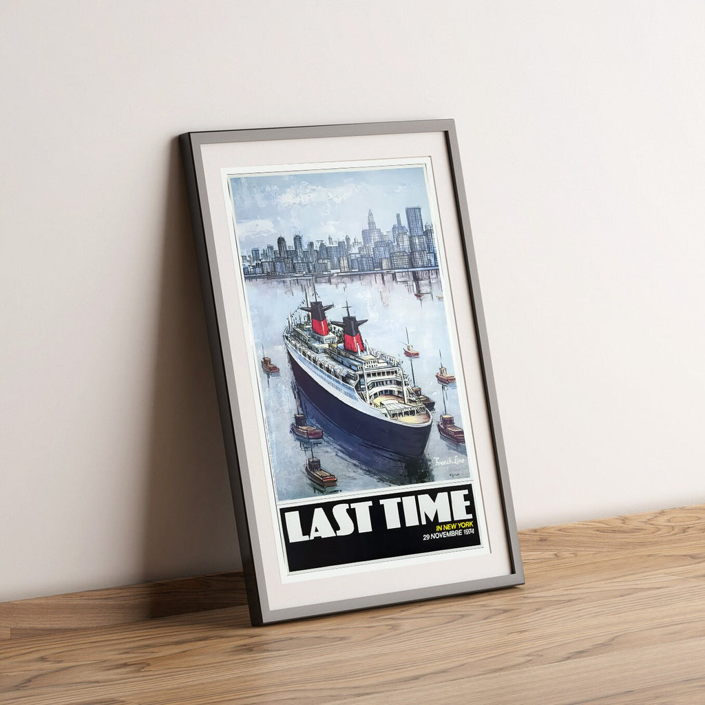 Hi-Res Print - A4, A3...18x27 Zoll... French Line Transatlantique, Last Time, Paris, Trans-Atlantic,, New-York, 1974, Travel Boat Poster