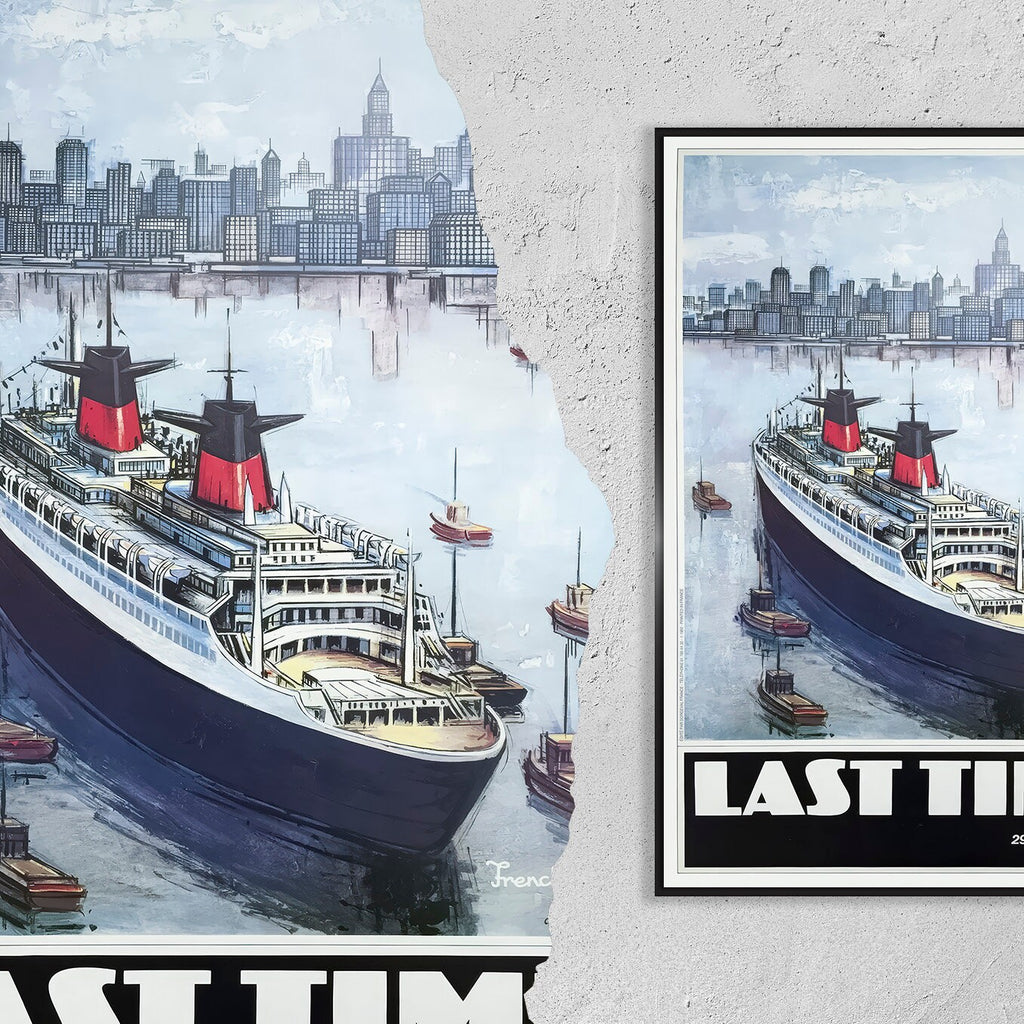 Hi-Res Print - A4, A3...18x27 Zoll... French Line Transatlantique, Last Time, Paris, Trans-Atlantic,, New-York, 1974, Travel Boat Poster