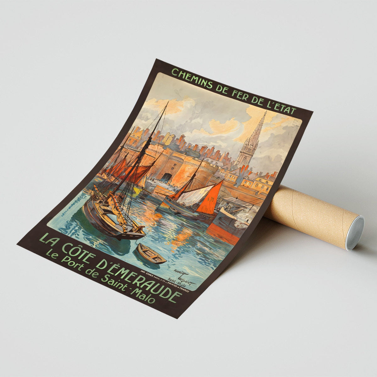 Hochauflösender Druck - A4, A3...20x30 Zoll... Chemins De Fer De L'État, La Côte D'Émeraude, Le Port De Saint-Malo, Reiseposter