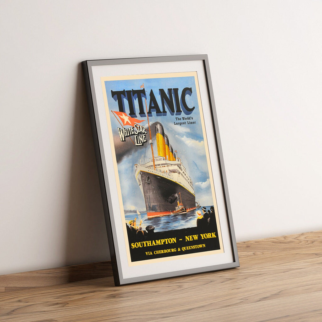Hi-Res Print – A4, A3... 20x30 Zoll... White Star Line, Der größte Liner der Welt Titanic, New York – Reiseboot-Poster