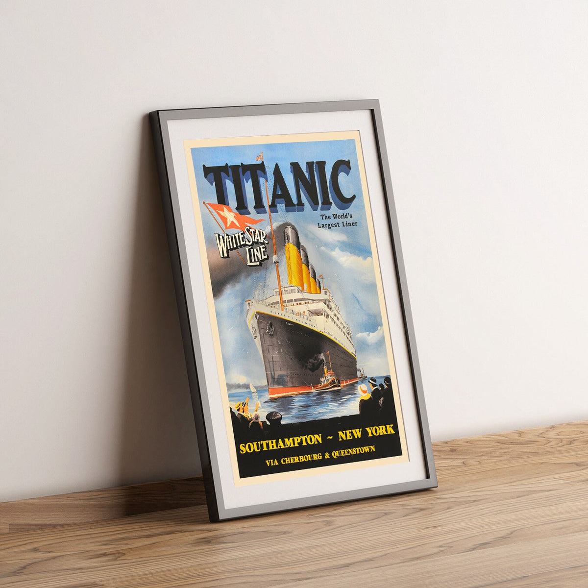 Hi-Res Print – A4, A3... 20x30 Zoll... White Star Line, Der größte Liner der Welt Titanic, New York – Reiseboot-Poster