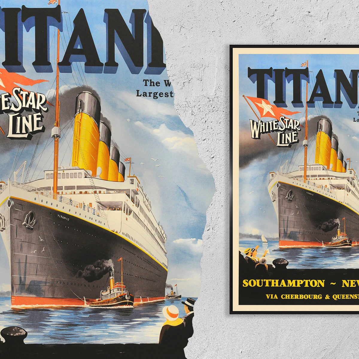 Hi-Res Print – A4, A3... 20x30 Zoll... White Star Line, Der größte Liner der Welt Titanic, New York – Reiseboot-Poster