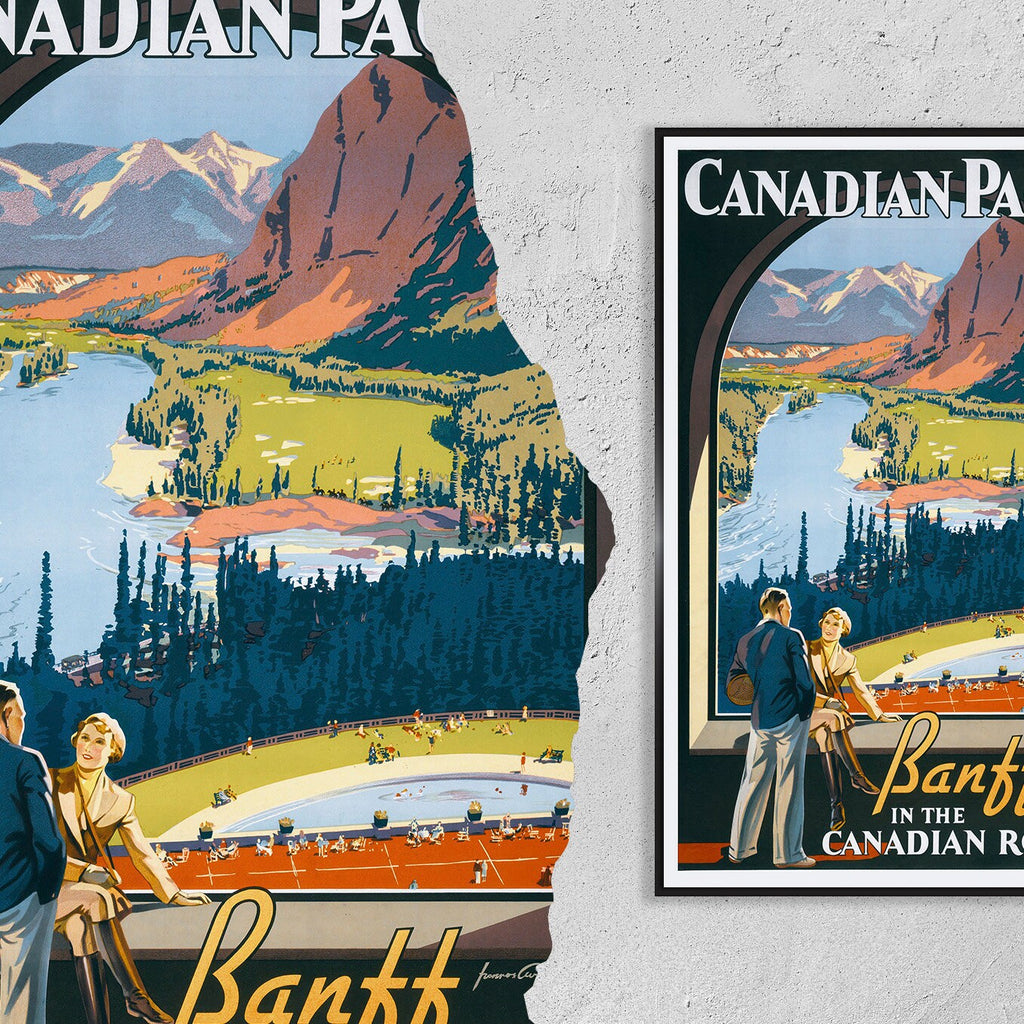 Hochauflösender Druck – A4, A3... 20x30 Zoll... Canadian Pacific Railway, Banff in den kanadischen Rocky Mountains – Vintage-Reiseposter