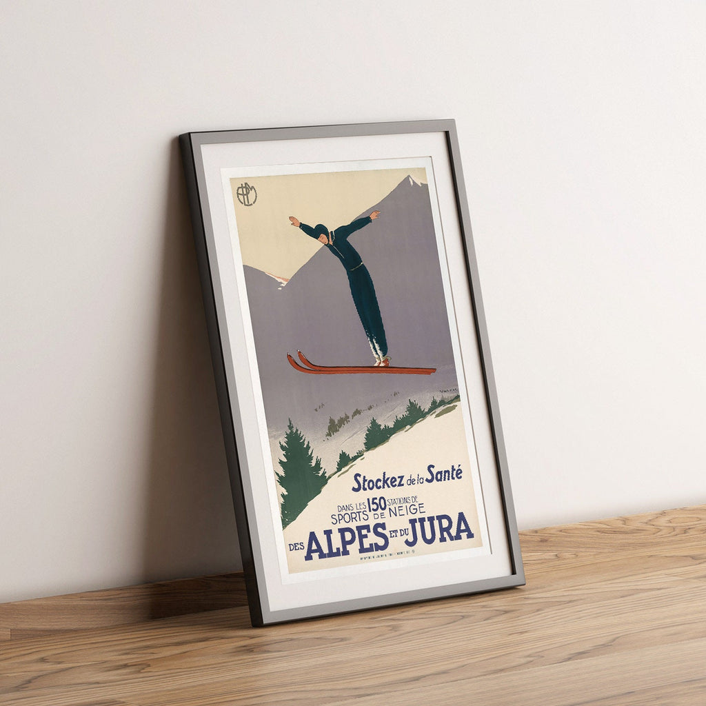 Hi-Res Print - A4, A3...20x30 Zoll... Des Alpes Et De Jura, Sports De Neige, PLM - Vintage Werbung Sportplakat