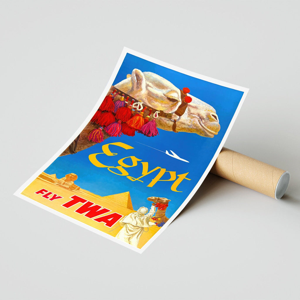 Hi-Res Print - DIN A4, DIN A3...20x30 Zoll... Fliege TWA, Besuche Ägypten - Vintage Werbe Airline Poster