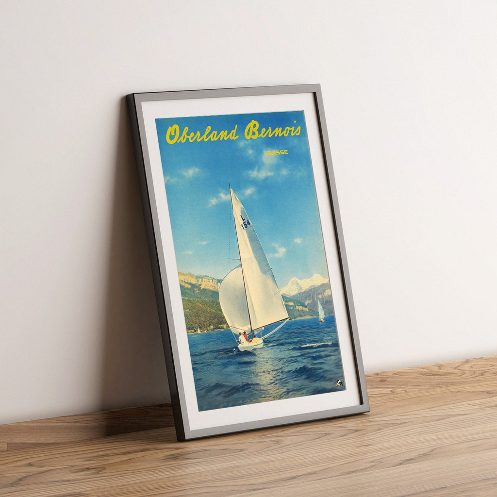 Vintage Kunstdruckposter – A4, A1... 20x30 Zoll... Berner Oberland, Schweiz, Walter Amstutz, Walter Herdeg, 1955 – Werbe-Reiseprint