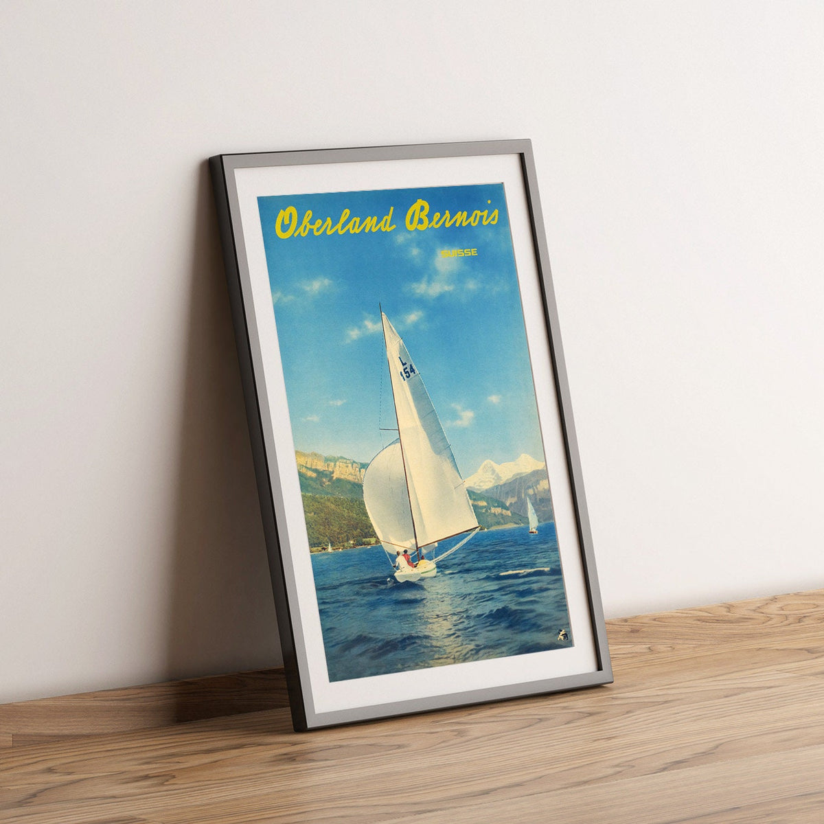 Vintage Kunstdruckposter – A4, A1... 20x30 Zoll... Berner Oberland, Schweiz, Walter Amstutz, Walter Herdeg, 1955 – Werbe-Reiseprint