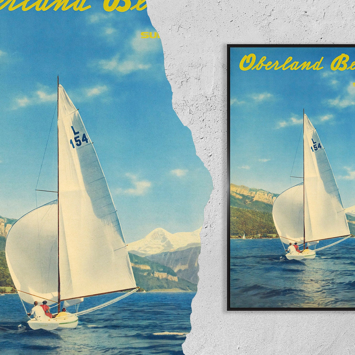 Vintage Kunstdruckposter – A4, A1... 20x30 Zoll... Berner Oberland, Schweiz, Walter Amstutz, Walter Herdeg, 1955 – Werbe-Reiseprint