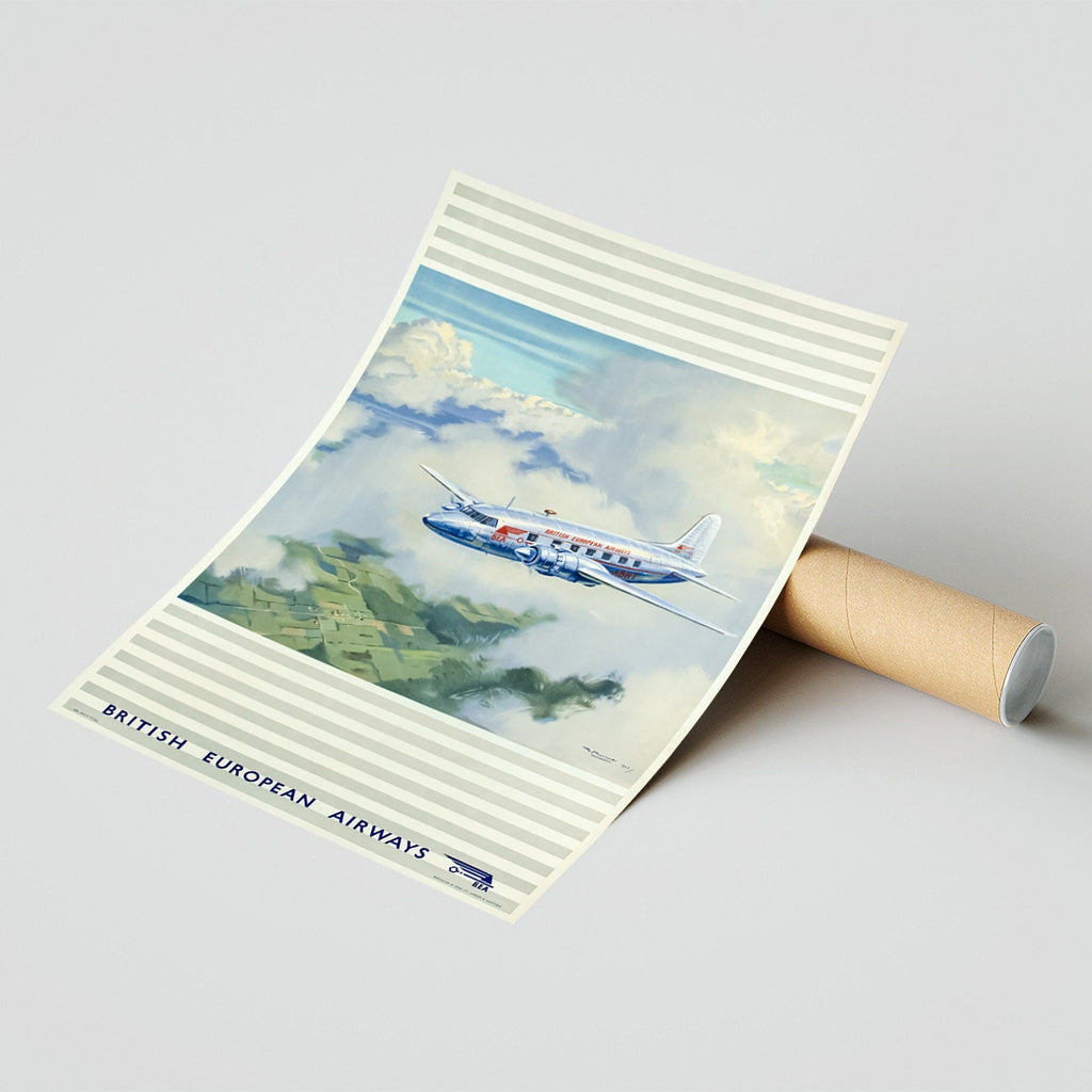 Hi-Res-Druck – A4, A3...20x30 Zoll... BEA, British European Airways, Roy Nockolds, 1947 – Vintage-Airline-Reisewerbeposter