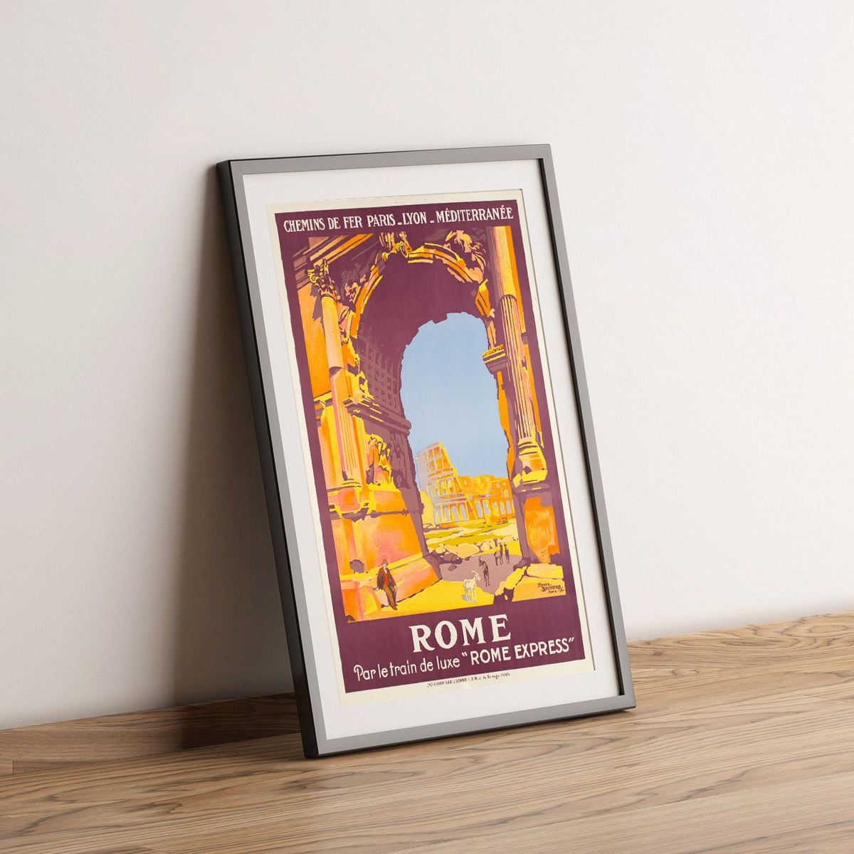 Hochauflösender Druck – A4, A3...20x30 Zoll... Rom mit dem Luxuszug Rome Express, PLM, von Roger Broders – Reiseplakat