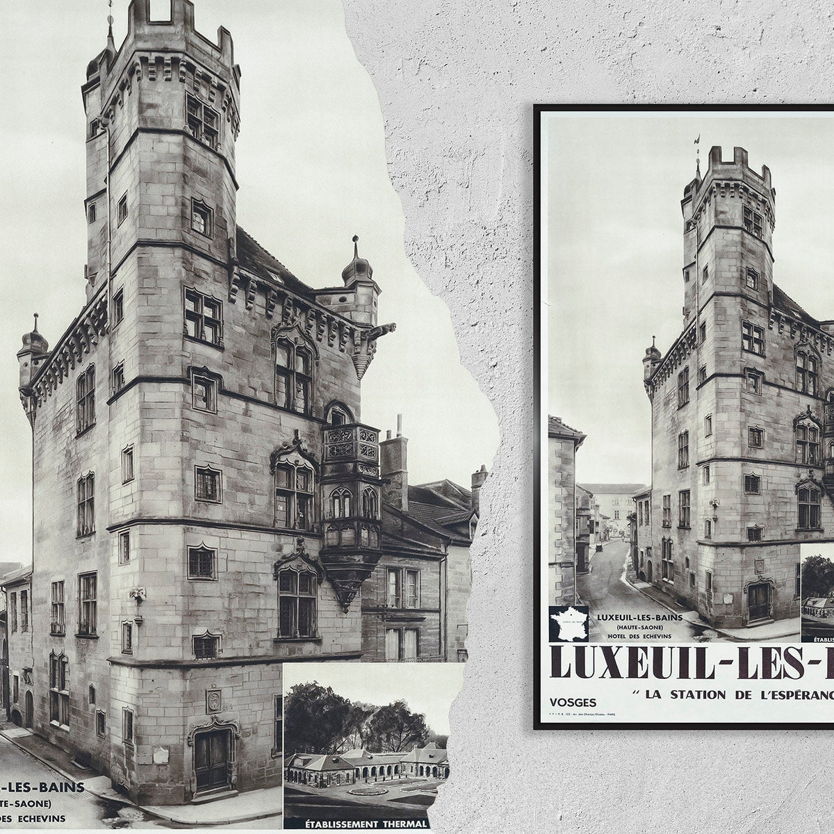 Kunstdruck im Vintage-Stil – A4, A1...20x30 Zoll... Luxeuil-Les-Bains, Chemins de Fer Français, Société Nationale, 1938 – Reiseposter