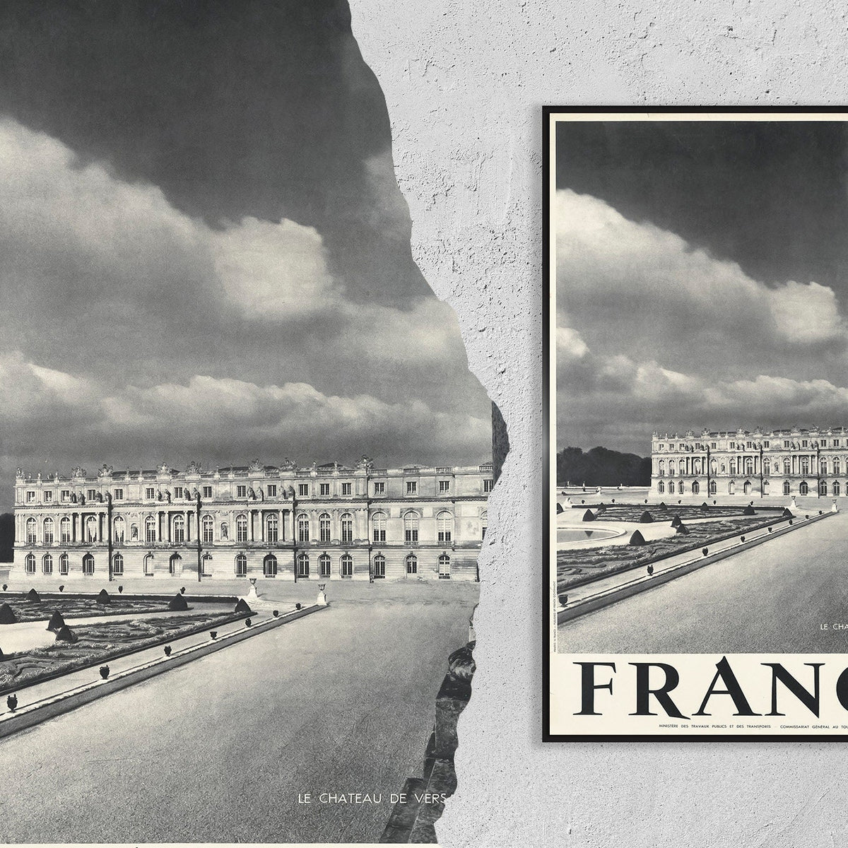 Hochauflösender Druck - A4, A3...20x30 Zoll... Reisen in Frankreich, Paris Île-de-France, Le château de Versailles, 1947 - Vintage-Reiseplakat