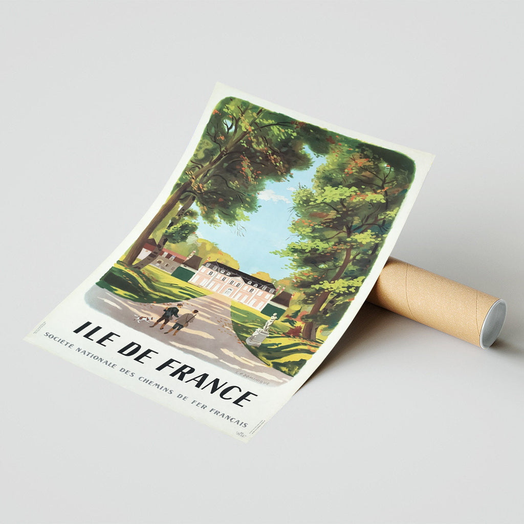 Hi-Res Print - A4, A3...20x30 Zoll... Société Nationale des Chemins de Fer Français, Île de France, SNCF, 1946 - Vintage Reiseplakat