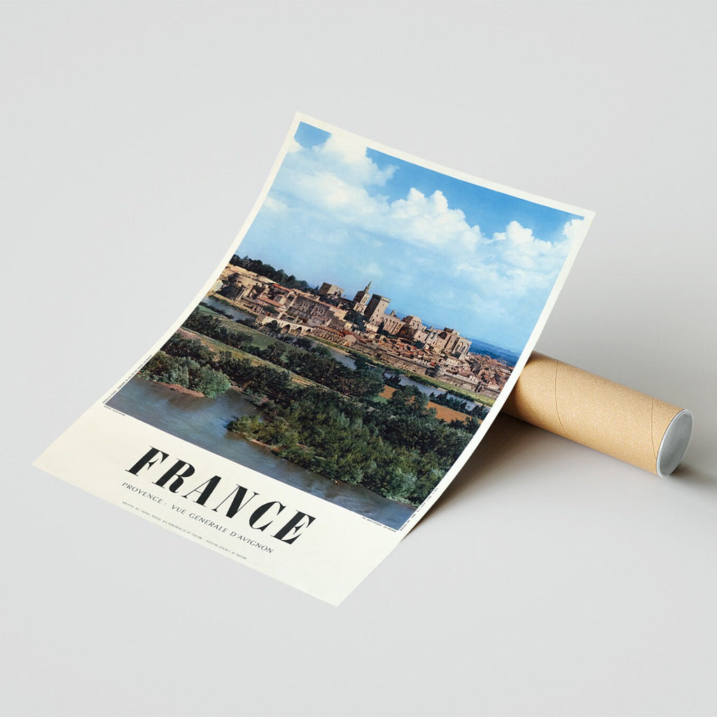Hi-Res Druck - A4, A3...20x30 Zoll... Reise in Frankreich, Avignon Provence, Vue générale d'Avignon, RENÉ-JACQUES, 1954 - Vintage Reiseplakat