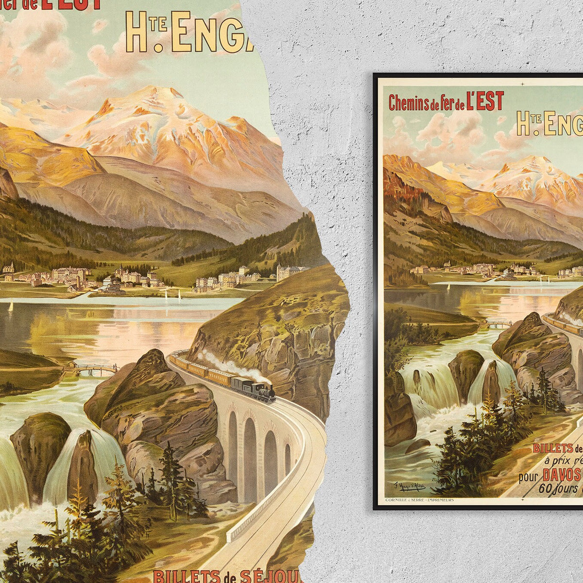 Hi-Res Druck - A4, A3...20x30 Zoll... Chemins de Fer de l'Est, Haute Engadine, Frédéric Hugo D'Alesi, 1904, PLM - Reiseflugplakat