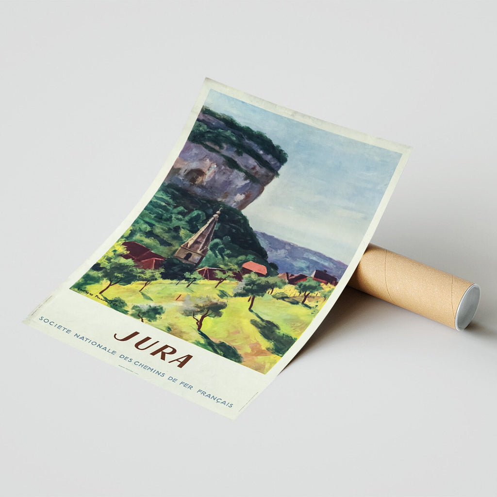 Hi-Res Print - A4, A3...20x30 Zoll... Société Nationale des Chemins de Fer Français, Jura Bourgogne, SNCF, 1947 - Vintage Reiseplakat