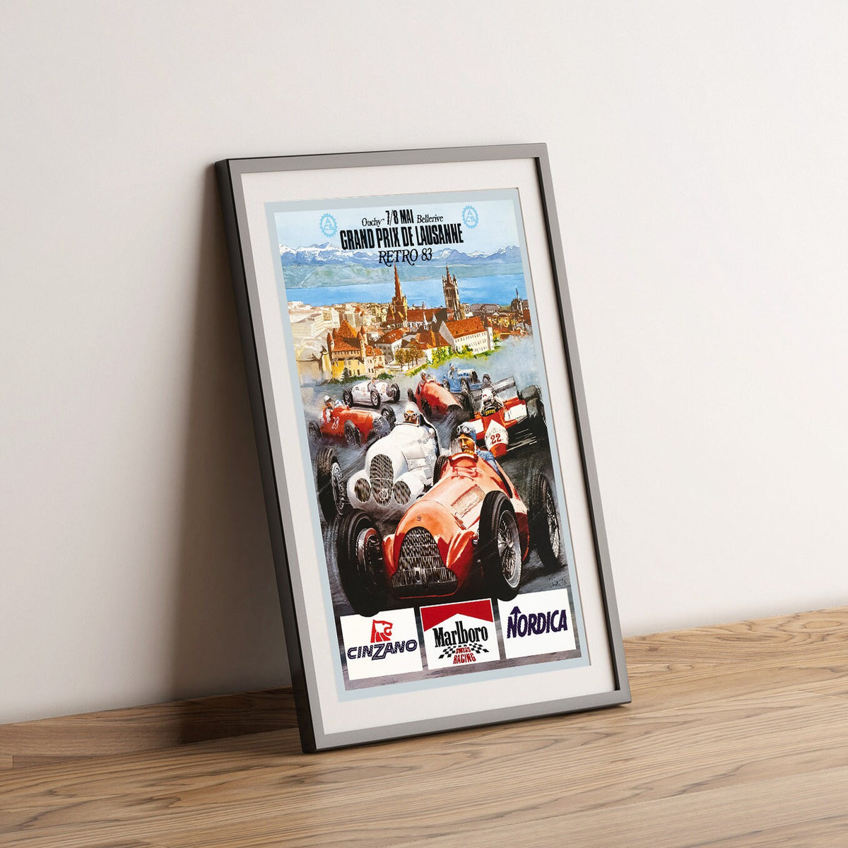 Hi-Res Print - A4, A3...20x30 Zoll... "Lausanne Automobile Grand-Prix 1947", Retro 83, W. RICHARD, 1983 - Vintage Werbeplakat