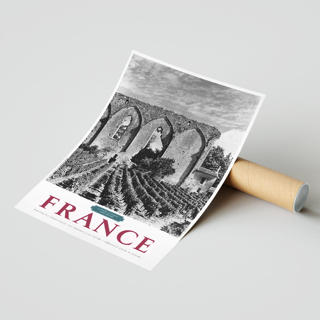 Hi-Res Print - A4, A3...20x30 Zoll.. Frankreich, Les vignobles de Bordeaux, Aquitaine Saint-Émilion, Weinbergwein, 1950 - Vintage Reiseplakat