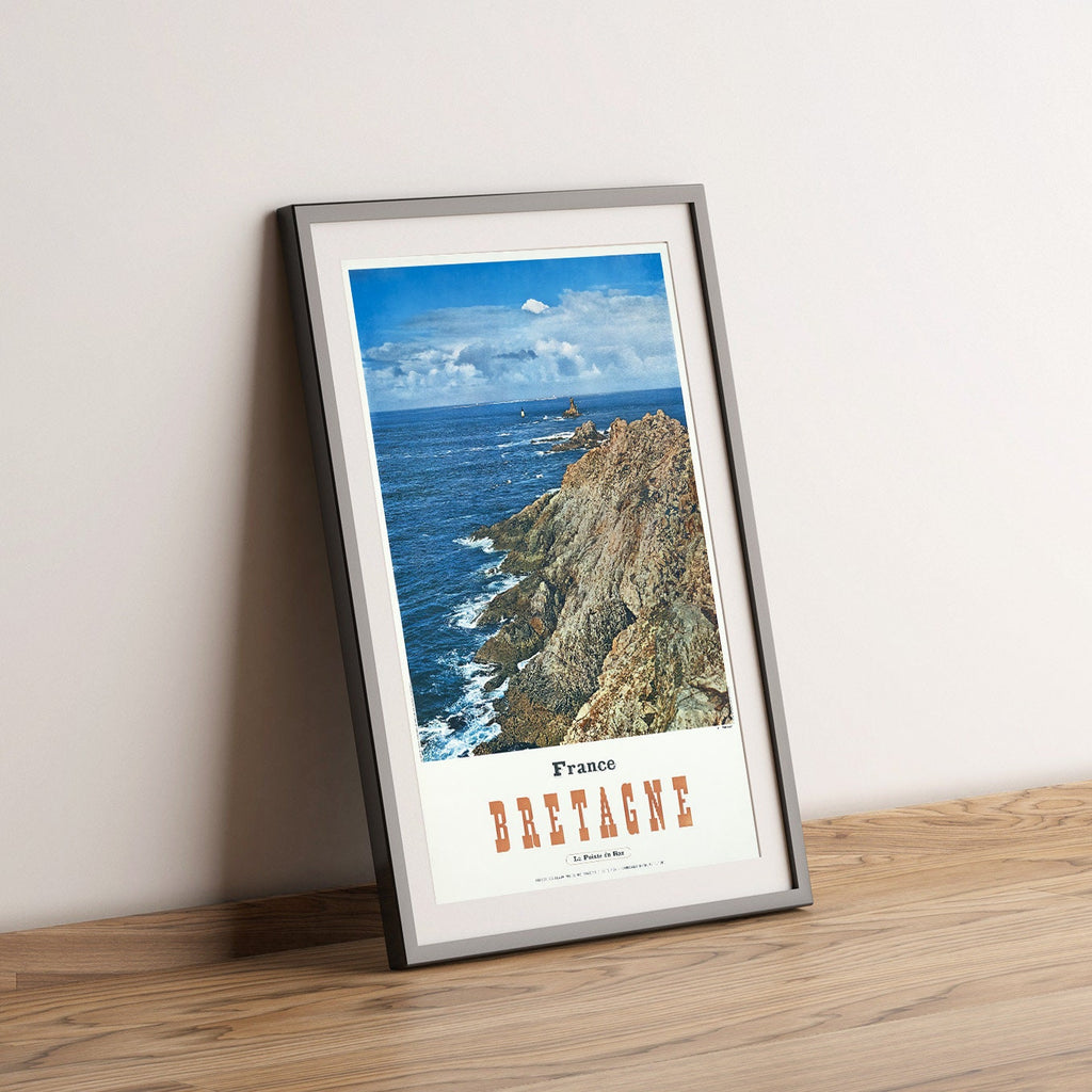 Hochauflösender Druck – A4, A3... 20x30 Zoll... Reisen in Frankreich, Bretagne, La Pointe du Raz, 1955 – Vintage-Reiseplakat