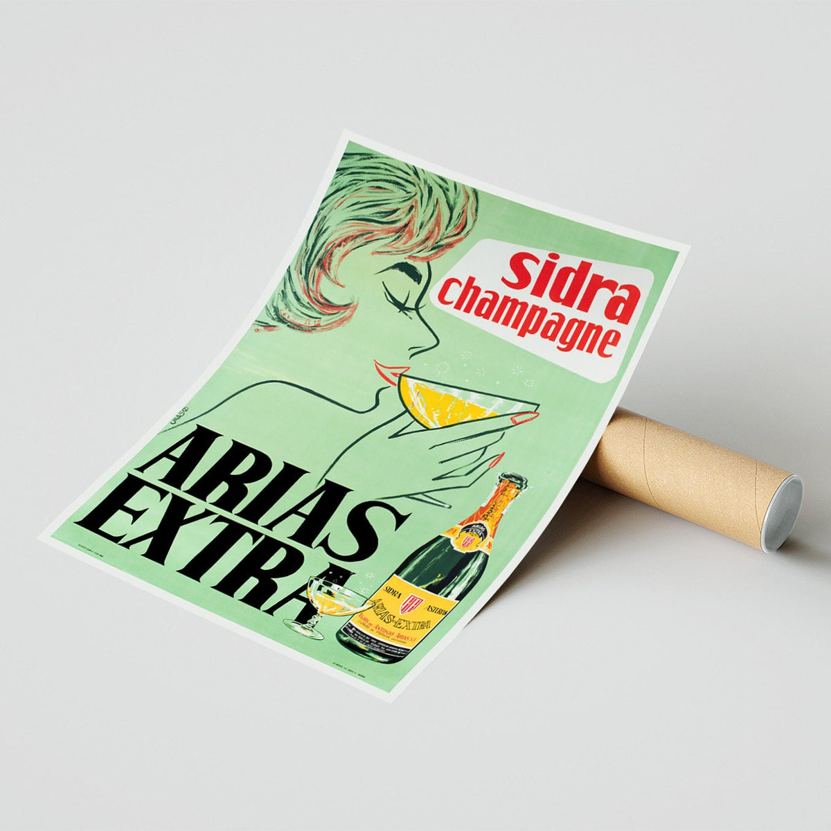 Hi-Res Print - A4, A3… 20x30 inch... Spain, Champagne, Sidra Woman, Arias Extra, 1962 - Vintage Drink Poster