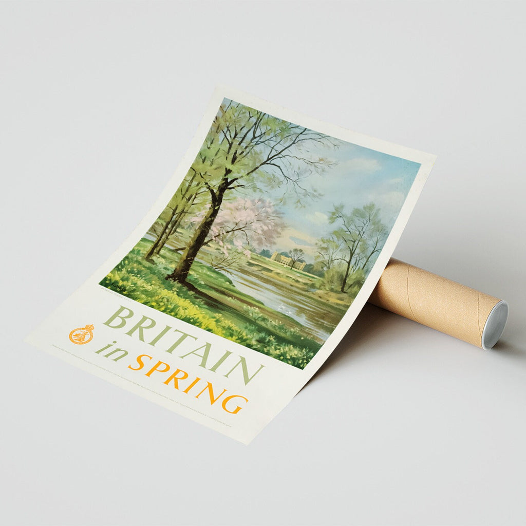 Hi-Res-Druck - A4, A3...20x30 Zoll... Burg im Vereinigten Königreich, Großbritannien im Frühling, 1948 - Vintage-Reiseposter