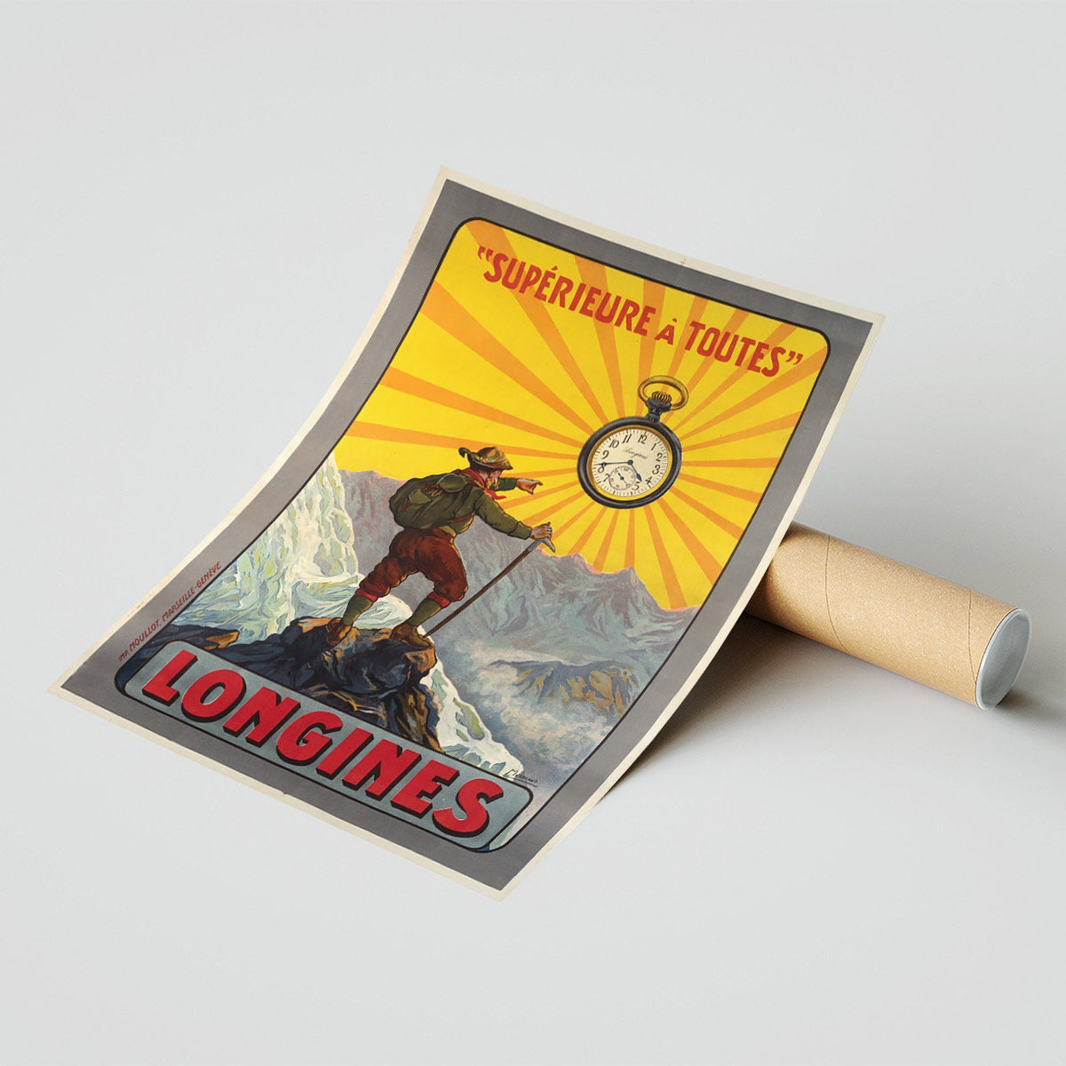 Vintage Kunstdruck - A4, A3... 20x30 Zoll... Longines, Superior Supérieure à toutes, 1910 - Vintage Uhren Werbung