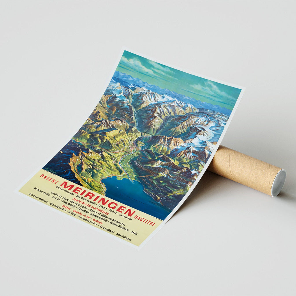 Berner Oberland · Karte der Schweiz · Brienz · Meiringen · 1950