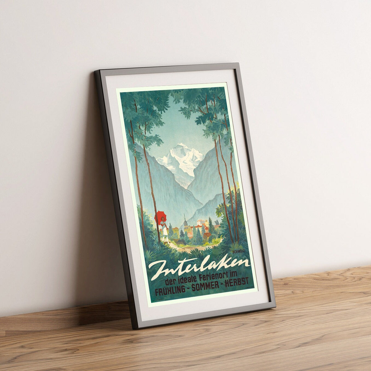 Hi-Res Print - A4, A3...20x30 Zoll... Swiss Travel, Interlaken, der ideale Ferienort im Frühling, Sommer, Herbst, 1936