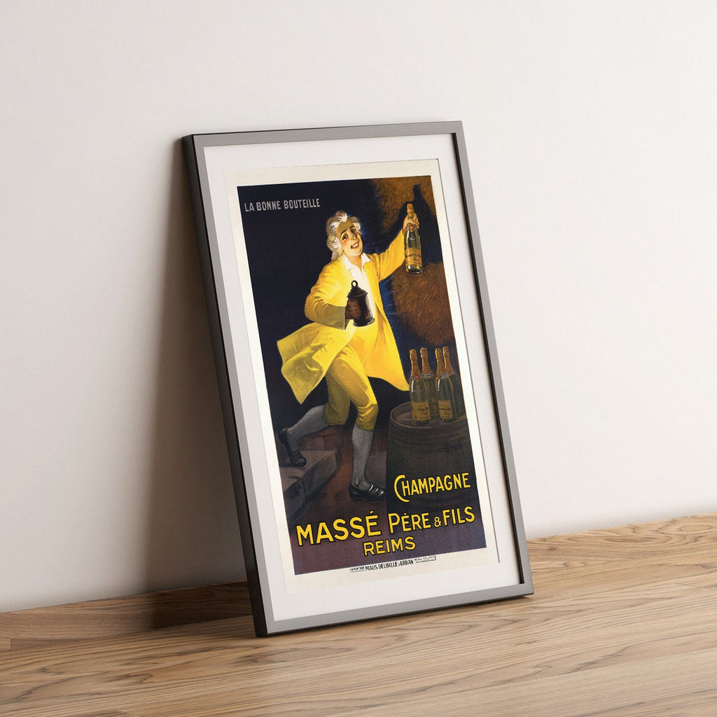 Hi-Res Druck - A4, A3...20x30 Zoll... Champagner Massé père & fils, La bonne bouteille, Reims, 1920 - Vintage Getränke Alkohol Poster