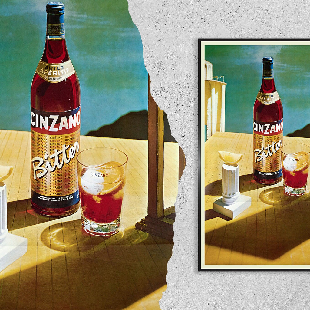 Hochauflösender Druck - A4, A3...20x30 Zoll... Italien Alkohol, Cinzano Bitter, 1975 - Vintage Getränkeposter