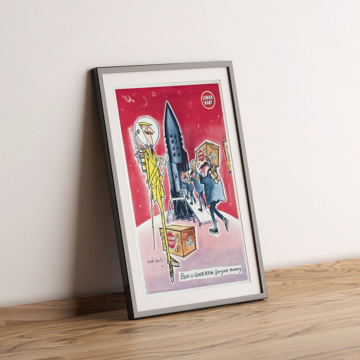 Hi-Res Druck – A4, A3...20x30 Zoll... Lemon Hart Rum, Ronald Searle, United Kingdom Alcohol Comic, 1965 – Vintage Getränkeposter