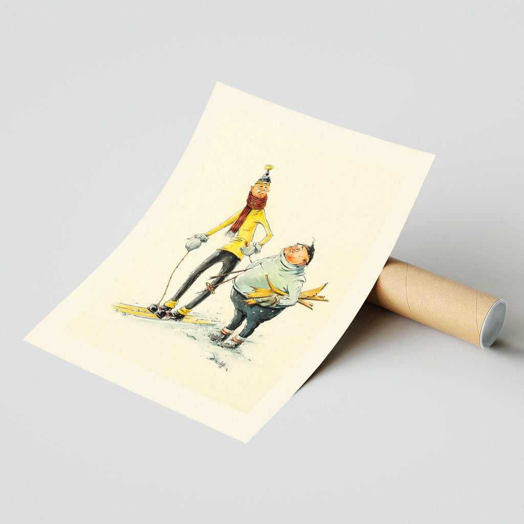 Vintage Fine Art Poster - A4, A1...20x30 Zoll... Schweiz Ski, Skieurs, 1958, Vintage Berge Wintersport Werbeplakate
