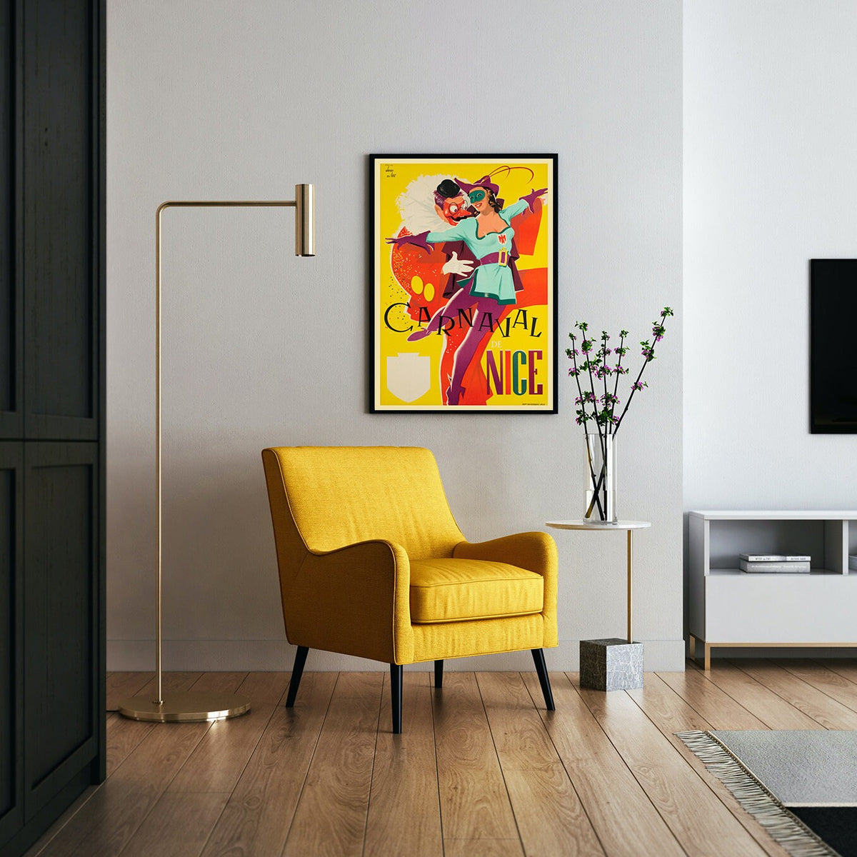Hochauflösender Druck – A4, A3...20x30 Zoll... Karneval von Nizza an der Côte d'Azur in Frankreich, Alpes-Maritimes, 1955 – Vintage-Reiseposter