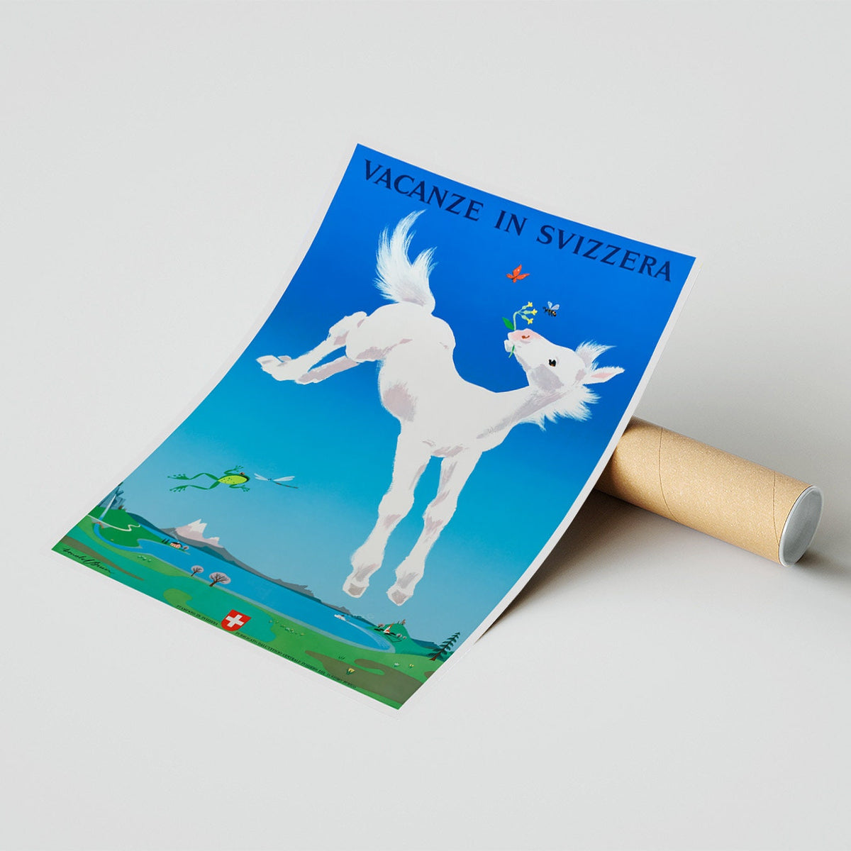 Hi-Res Print – A4, A3...20x30 Zoll... Urlaub in der Schweiz, Vacanze in Svizzera, 1949 – Berühmtes Schweizer Reiseplakat