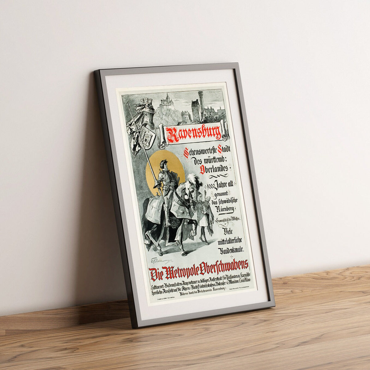 Vintage Kunstdruck-Poster - A4, A1...20x30 Zoll.. Deutsches Poster, Ravensburg, Die Metropole Oberschwabens, 1902, Vintage Print Poster