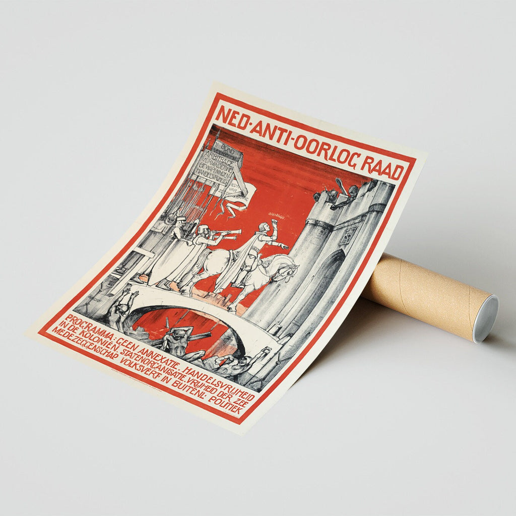 Vintage Kunstdruck-Poster - A4, A1...20x30 Zoll.. La Haye Holland, Ned, Anti-Oorlog Raad, 1907 - Vintage Militär-Politik Poster