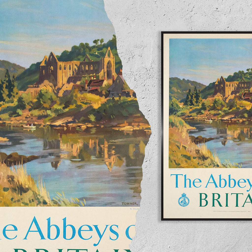 Vintage-Kunstdruckplakat – A4, A1...20x30 Zoll... The Abbeys of Britain, British Travel and Holidays Association, 1949 – Reiseplakat