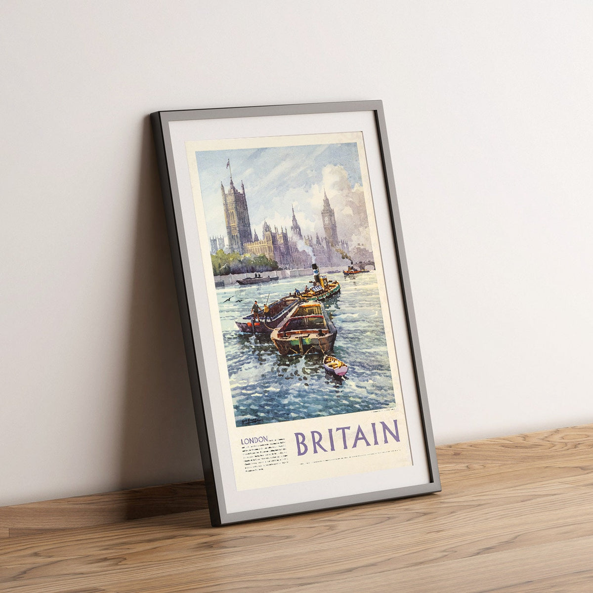 Vintage Kunstdruck Poster - A4, A1...20x30 Zoll... Reise London, England Tourismus Plakat, Großbritannien, Vereinigtes Königreich, 1955 - Reise-Print