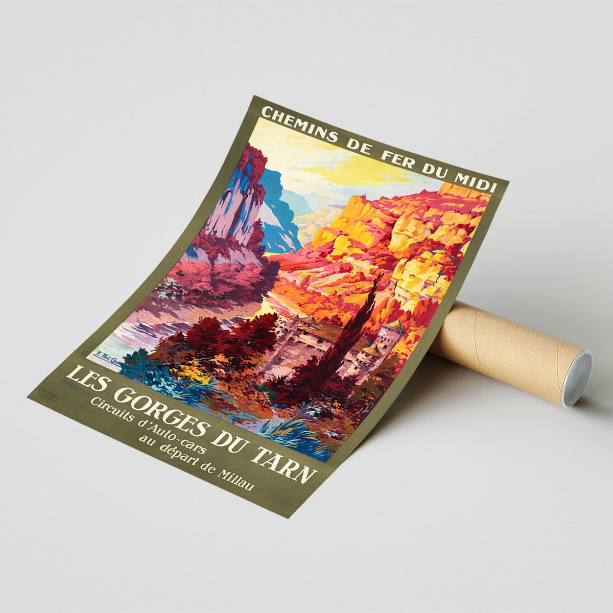 Hochauflösender Druck - A4, A3... 20x30 Zoll... Reise nach Frankreich, Les Gorges du Tarn Lozère, Chemins de fer du Midi, 1930 - Vintage-Reiseposter