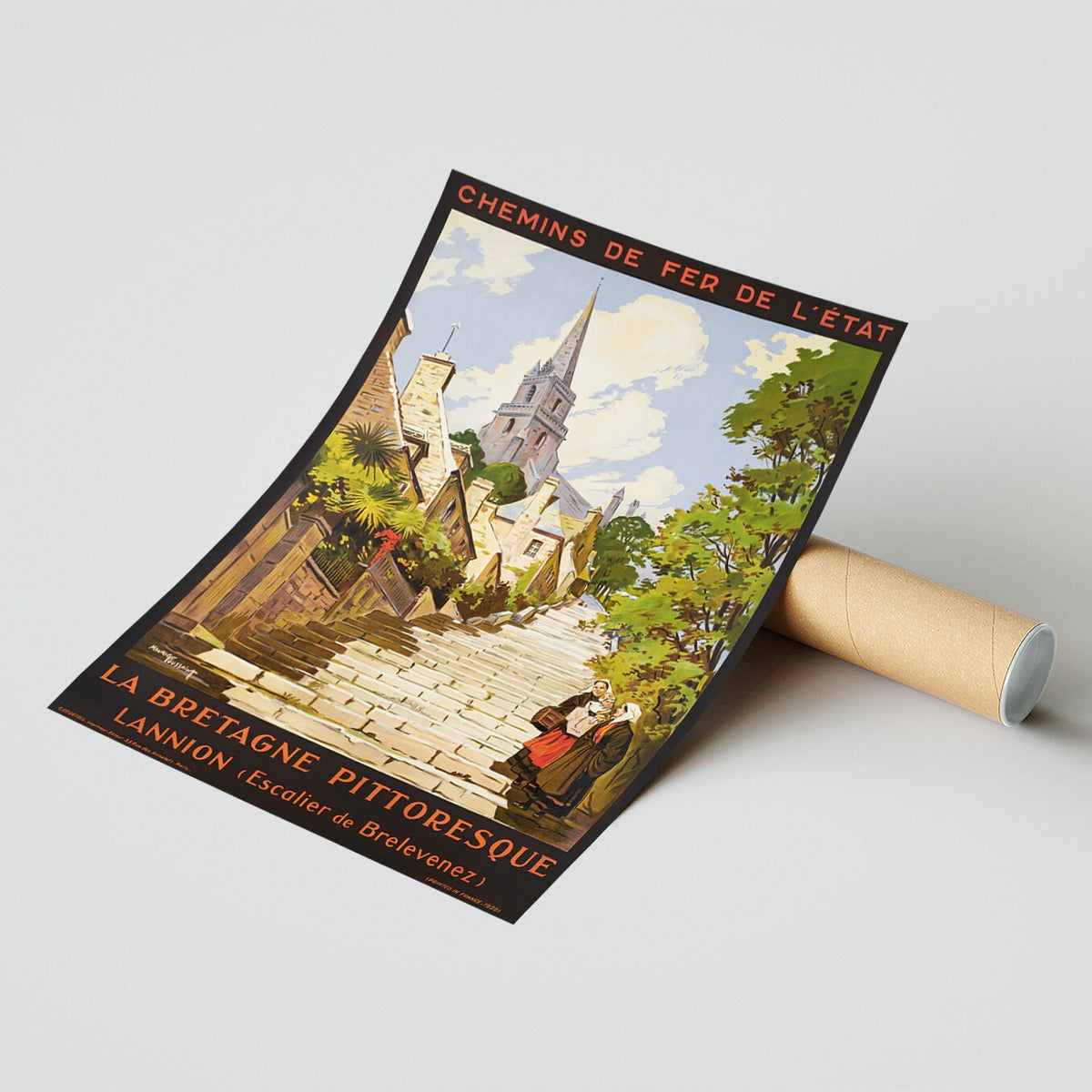 Hi-Res Druck - A4, A3...20x30 Zoll... Chemins de Fer de l'Etat, La Bretagne Pittoresque, Lannion Côtes-d'Armor Bretagne PLM, 1929