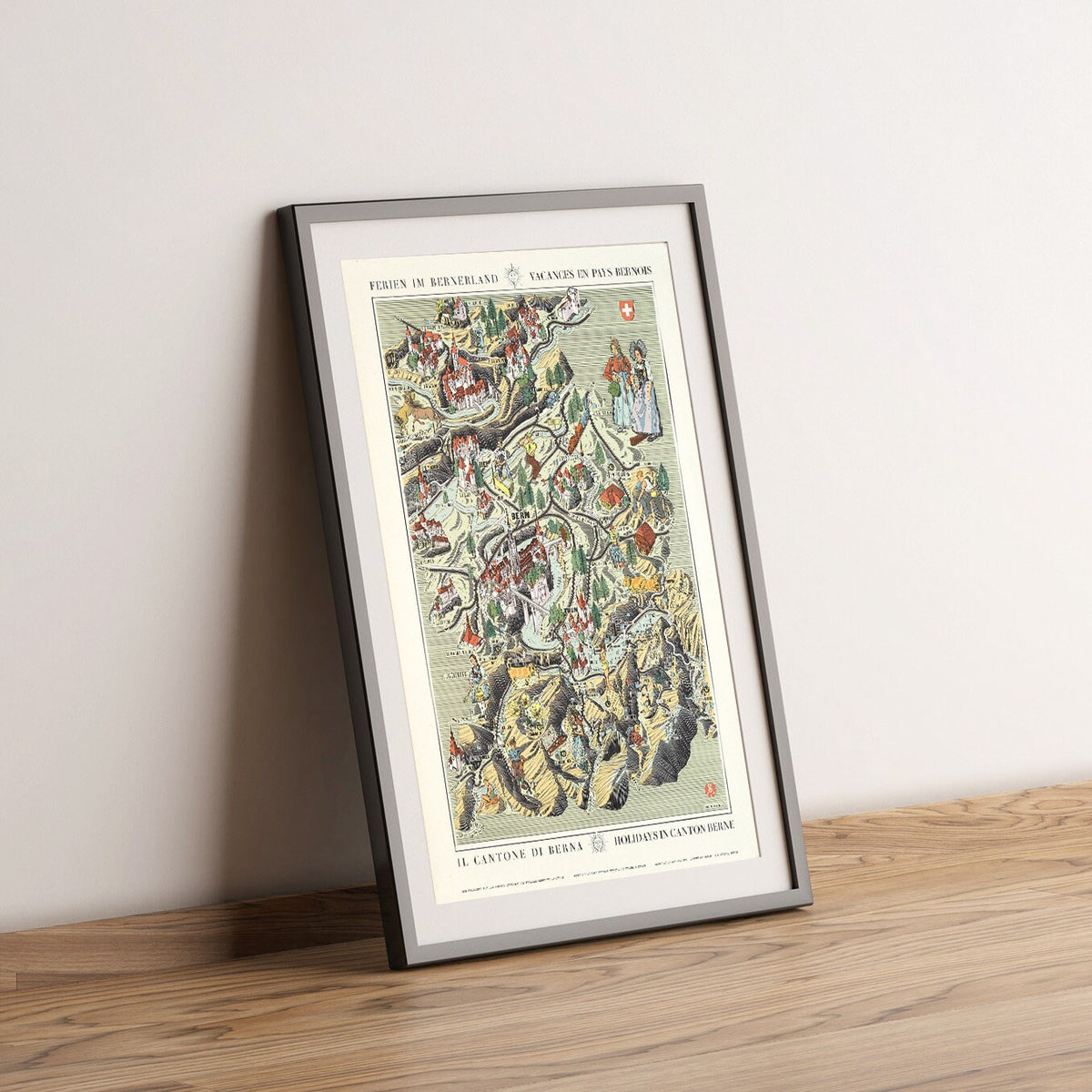 Vintage Fine Art Poster - A4, A1...20x30 inch... Vacances en pays Bernois, Ferien im Kanton Bern, Otto M. MÜLLER 1939 - Kartendruck