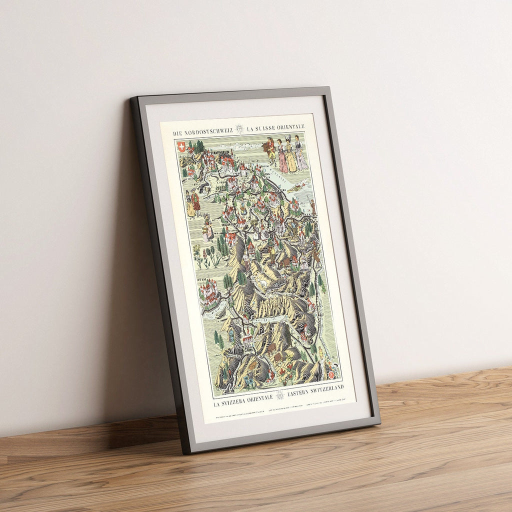Hi-Res Print - A4, A3...20x30 Zoll... La Suisse, Ostschweiz, Schaffhausen St.Gallen Appenzell, 1939 - Vintage Landkarten Poster