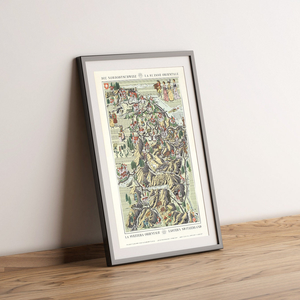 Hi-Res Print - A4, A3...20x30 Zoll... La Suisse, Ostschweiz, Schaffhausen St.Gallen Appenzell, 1939 - Vintage Landkarten Poster