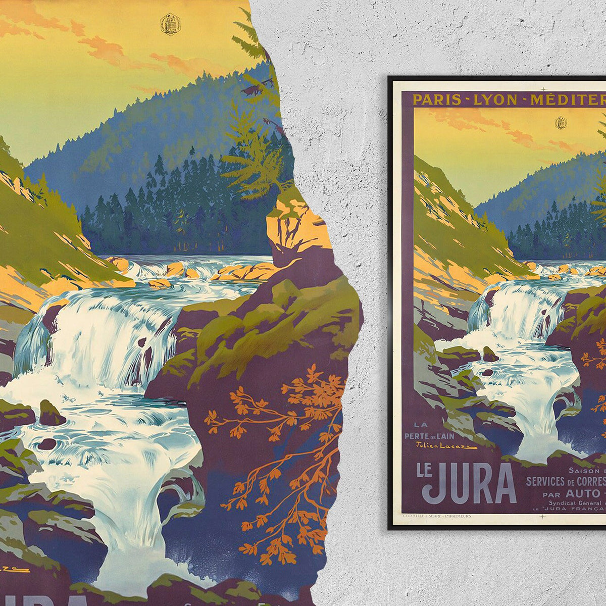 Hi-Res Print - A4, A3...20x30 Zoll... Reise in Frankreich, Le Jura, Correspondance P.L.M. Par Auto-cars, 1925