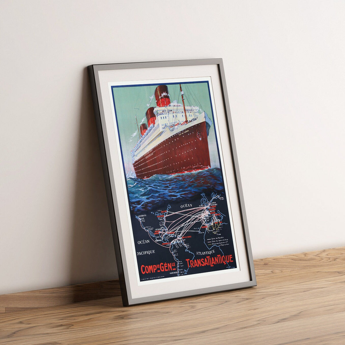 Hi-Res Druck - A4, A3...20x30 Zoll... Sebille Albert Compagnie Generale Transatlantique Paquebot Ile De France - Reiseboot Plakat