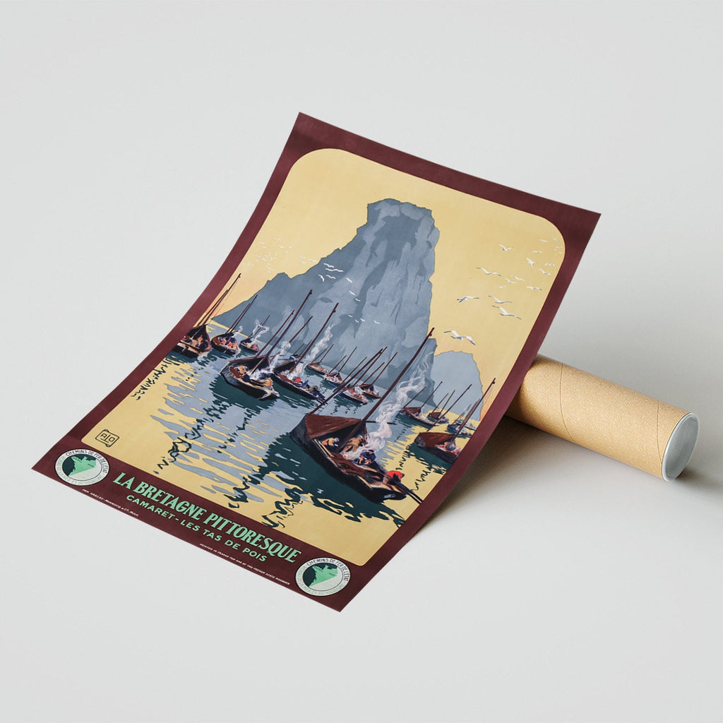 Hochauflösender Druck – A4, A3... 20x30 Zoll... La Bretagne Pittoresque, Camaret – Les Tas De Pois, Chemins De Fer, Reisebootposter