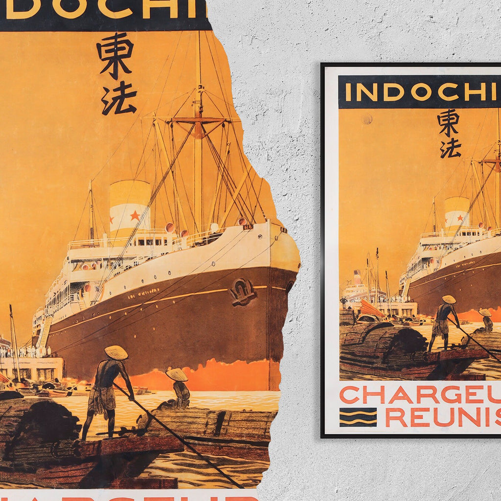 Hochauflösender Druck – A4, A3... 45x68 cm... Indochine, Chargeurs Reunis, Reiseboot-Poster