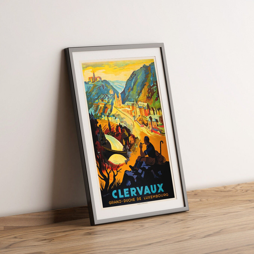 Hi-Res Print - A4, A3...20x30 Zoll... Werbeplakat für Clerf - Großherzogtum, Luxemburg, 1935 - Vintage-Reiseplakat
